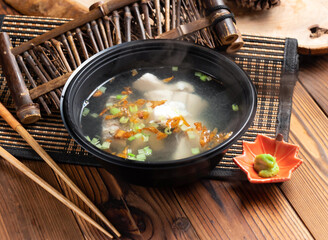 Warm up with Delicious Fish Soup in Authentic Japanese Style, Perfect for a Cozy Meal and a Taste of Tradition on a Cold Day