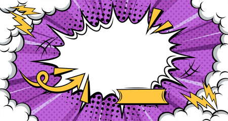 Colorful purple and white Cartoon Comic Background