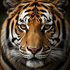 Fototapeta premium Close up portrait of a Bengal tiger face with intense yellow eyes big cat feline