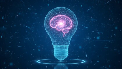 Brain inside a lightbulb, representing ideas and innovation.