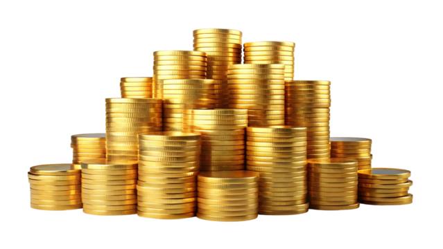 Pile of golden coins symbolizes success, wealth, and financial prosperity for your business ventures and investment portfolios, shining with opportunity