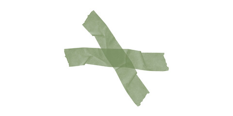 Green tape crossed on black Abstract adhesive strips grunge texture craft material design element cross shape modern art