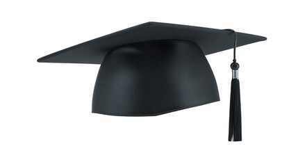 Graduation cap black academic hat tassel education symbol isolated on transparency background traditional ceremony achievement success scholarly formal celebration milestone