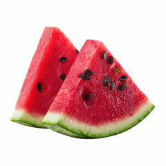 Fresh juicy watermelon slices isolated on transparent background