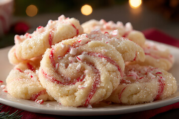 Peppermint Swirl Christmas Cookies with Sugar Topping
