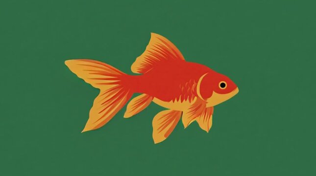 Vibrant Orange Goldfish on Green Background chinese new year green screen clean white background religion atribute
