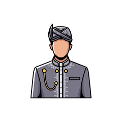 Man in Traditional Formal Attire with Ornate Details and Headwear A Formal Cultural Attire Illustration