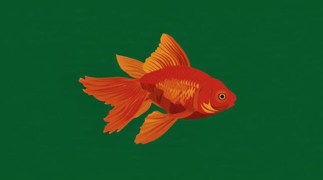 Vibrant orange goldfish swimming on green background chinese new year green screen clean white background religion atribute