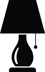 Simple black silhouette of a classic table lamp with a pull chain