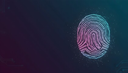 Digital fingerprint illustration, showcasing biometric security and data protection, with a futuristic design.