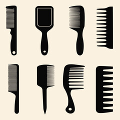 Professional hair comb icon set isolated
