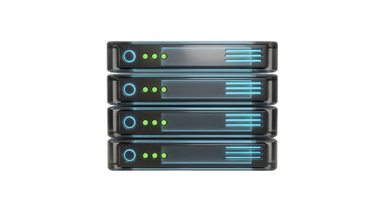 stacked black-and-gray server rack units with indicator lights — ideal for hosting, data centers, cloud infrastructure, servers, backend services, IT, or web infrastructure visuals.