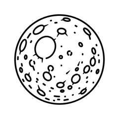 Minimalist Line Art Moon with Craters