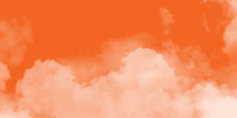 Fototapeta premium Pink Clouds Against a Warm Orange Sky at Sunrise. fantasy blurred cloudy sky with gradient color and grunge paper texture . White clouds in a sky. Light brown aesthetic. Monochrome cloudscape concept 