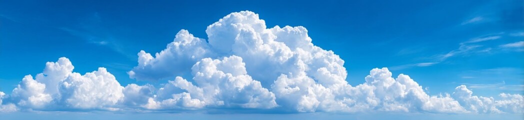 A beautiful display of fluffy clouds against a bright blue sky, embodying tranquility.
