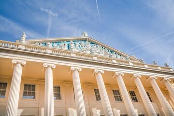 London, Outer circle street in Regent Park and beautiful town house of early 19th century