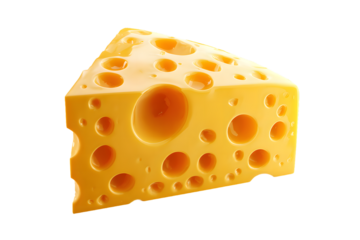 Delicious Wedge of Swiss Cheese with Distinctive Holes Against a Black Backdrop