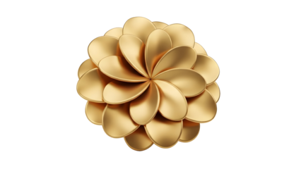 ornamental gold rosette with layered petal forms — suited for awards, seals, decorative badges, luxury branding, packaging embellishments, or ornamental motifs.

