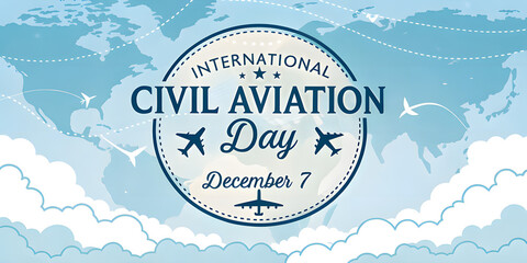 International Civil Aviation Day celebration with world map and airplanes
