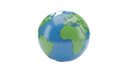 Fototapeta premium 3D globe showing continents in green and oceans in blue — perfect for global, international, world maps, geography, travel, environment, global services, or location-based features.