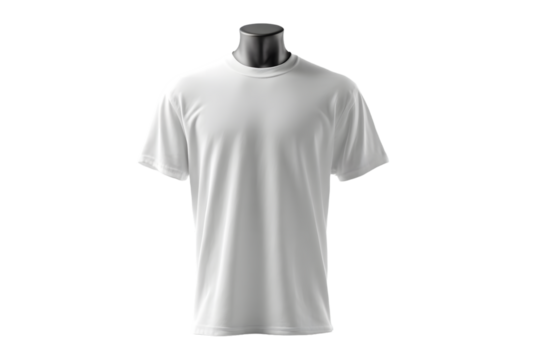 Realistic White T-Shirt on a Mannequin for Product Mockups and Fashion Presentation on Transparent Backdrop