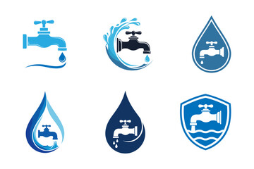 Set of Vector Water Tap Logo Designs