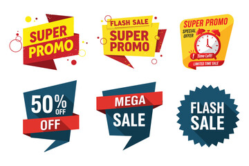 Sale Stickers and Promo Labels Vector Design