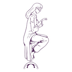 Sitting on stool doctor hand drawn