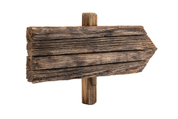 Rustic Wooden Arrow Sign on Transparent Background, Directional Guidance