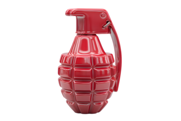 Sleek Red Grenade Illustration A Modern Take on a Classic Weapon with Bold Color and Smooth Texture
