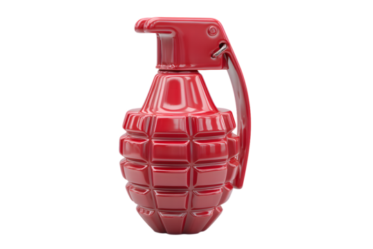 Sleek Red Grenade Illustration A Modern Take on a Classic Weapon with Bold Color and Smooth Texture