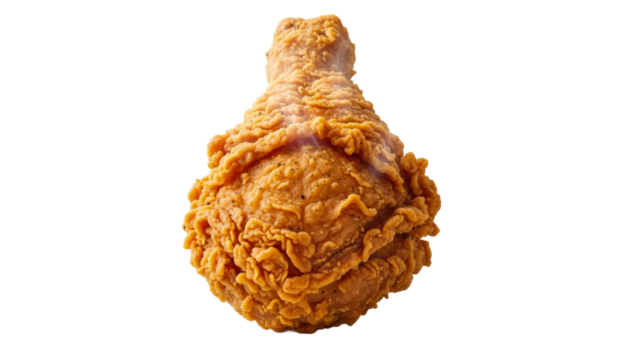 Crispy fried chicken drumstick isolated on transparent background