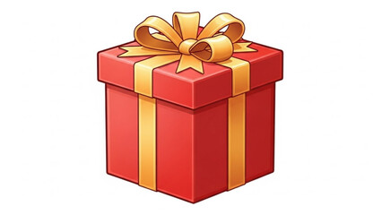 Red gift box with golden ribbon vector illustration for birthday christmas and special occasion present design