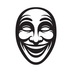 Creepy grinning face mask with closed eyes