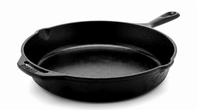 Traditional heavy black cast iron skillet frying pan kitchen cooking tool
