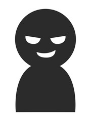 悪い顔で笑う不審者のシンプルな人のシルエットのイラスト