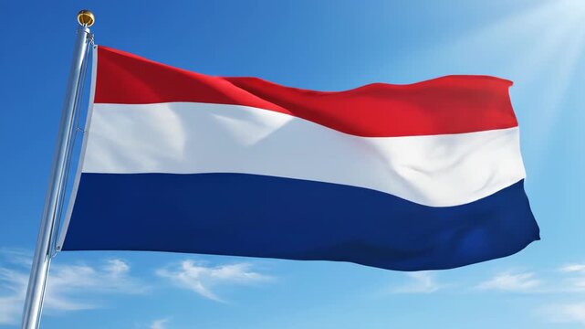 Netherlands Flag Waving Proudly in the Sky, a Symbol of National Identity