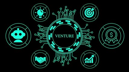 Futuristic digital concept of face recognition technology with ai, machine learning, data processing, and robotic icons on a dark teal background - Powered by Adobe