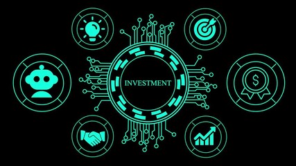 Futuristic digital concept of face recognition technology with ai, machine learning, data processing, and robotic icons on a dark teal background - Powered by Adobe