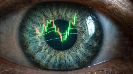 trading chart reflected in a human eye - Powered by Adobe