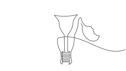 Animation of Continuous one line drawing woman uterus. Full length self drawing of single line animated, one line drawing woman uterus and ovary 4k video.
