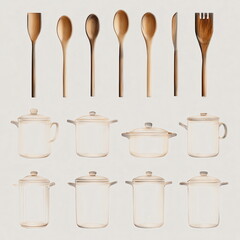 set of kitchen utensils isolated 