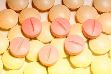 close up of colorful pills