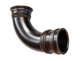 PNG of A shiny, curved metal pipe showcasing its smooth texture and intricate details.