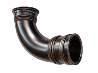 PNG of A shiny, curved metal pipe showcasing its smooth texture and intricate details.