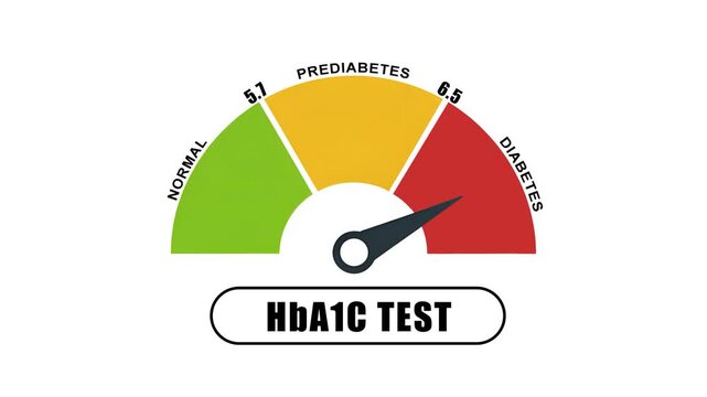 HbA1c Test Results Gauge Animation: Normal, Prediabetes, Diabetes Levels