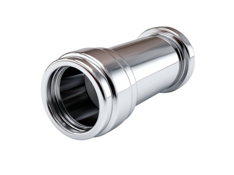PNG of A sleek, polished silver telescope connector designed for precision in astronomical observation.