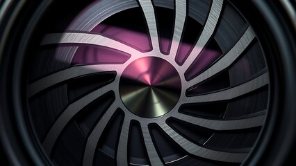 fstop. Close-up of camera aperture blades forming a geometric pattern. product launch decks, UI/UX mockups, designed for data visualization dashboards and holographic UIs.