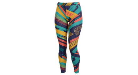 Colorful abstract pattern athletic leggings for women isolated on transparent background