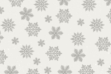 Demonstrating the colors of 2026 - Cloud Dancer. Christmas background of snowflakes flying in the air. Holiday card for New Year and Christmas with space for greetings, labels and your design.